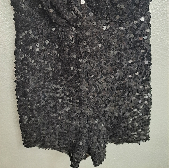 Black Sequin Romper With Adjustable Cross Straps Size L - Picture 3 of 8